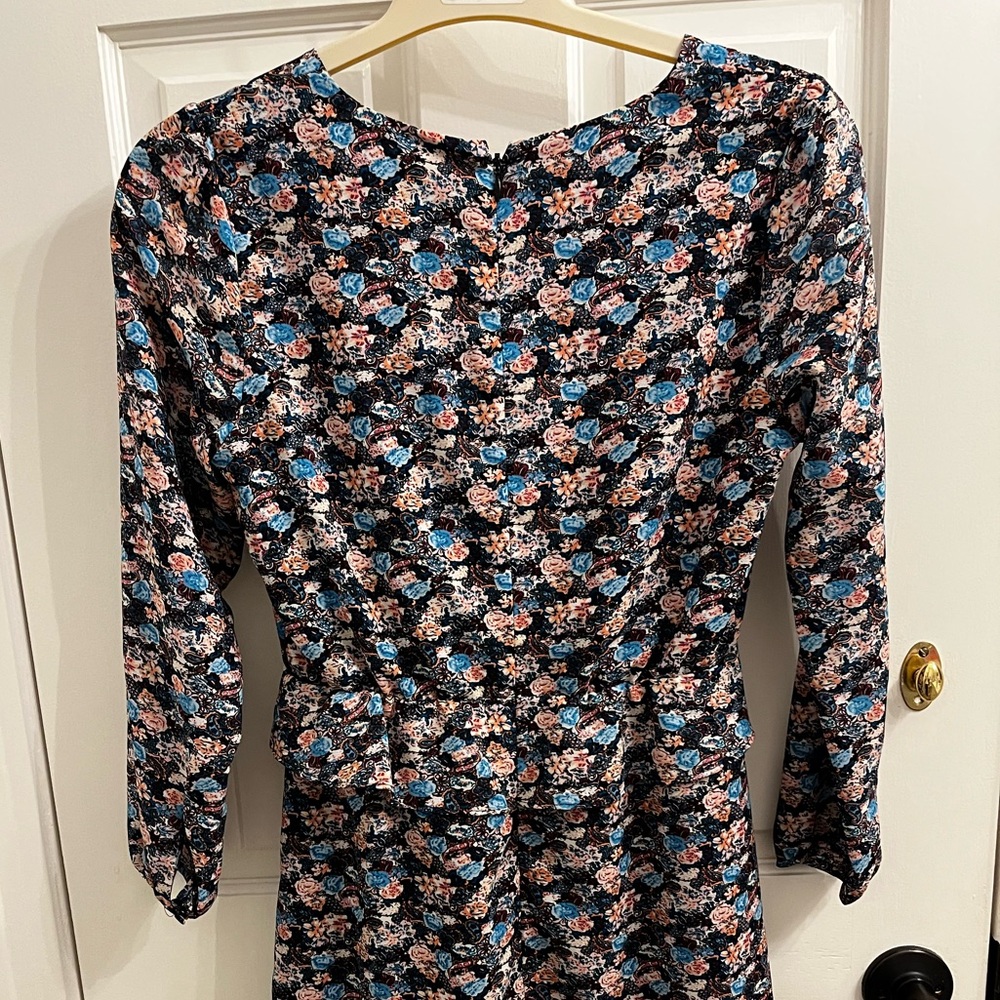 J Crew Floral V Neck Midi Dress Size 2 - Picture 6 of 13